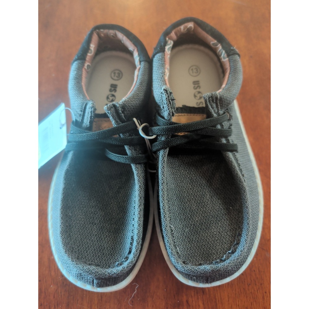 US Sports Kids Size 13 Grey & Black Casual Slip On Shoe Elastic Laces